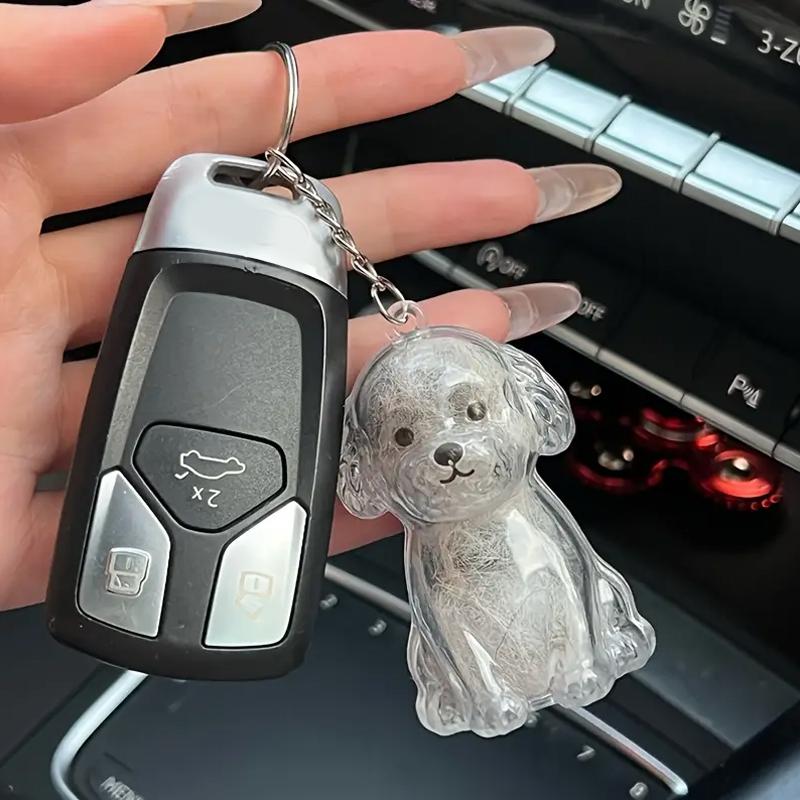 1PC Transparent Design DIY Widgets Pet Display Keychains Gifts For Dog Lovers Pet Hair Storage Cute Bag Pendants Funny 8 Styles