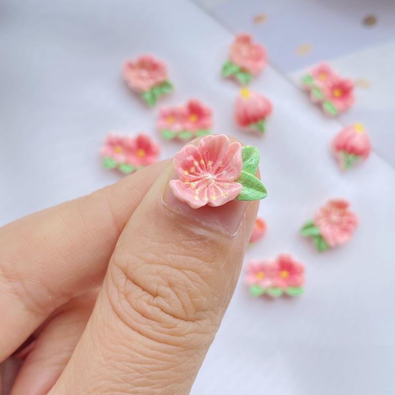 20Pcs New Cute Resin Mini Flower Series Flat Back Manicure Parts Embellishments For Hair Bows Accessories