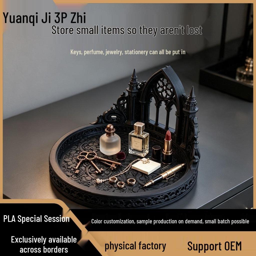 Gothic Church Style 3D Printed Jewelry Storage Tray – Dark Retro Ornament