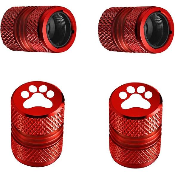 Tire Valve Stem Caps - 4 Pack Anti-Corrosion Premium Anodized Alloy Tyre Air Valve Caps Universal for Car SUV Bike Red