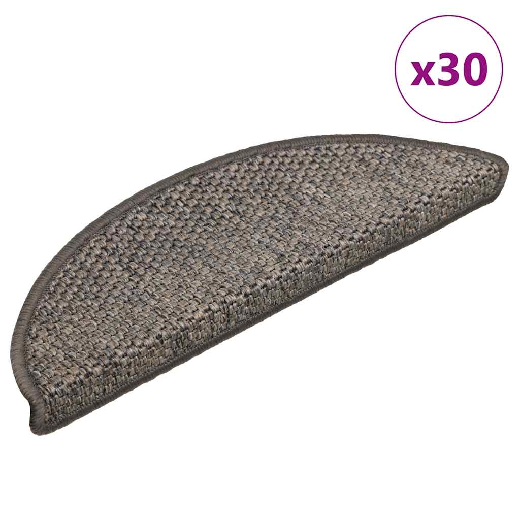 Self Adhesive Stair Treads with Sisal Look 30 Pcs 56 X 17 X 3 Cm Gray Beige