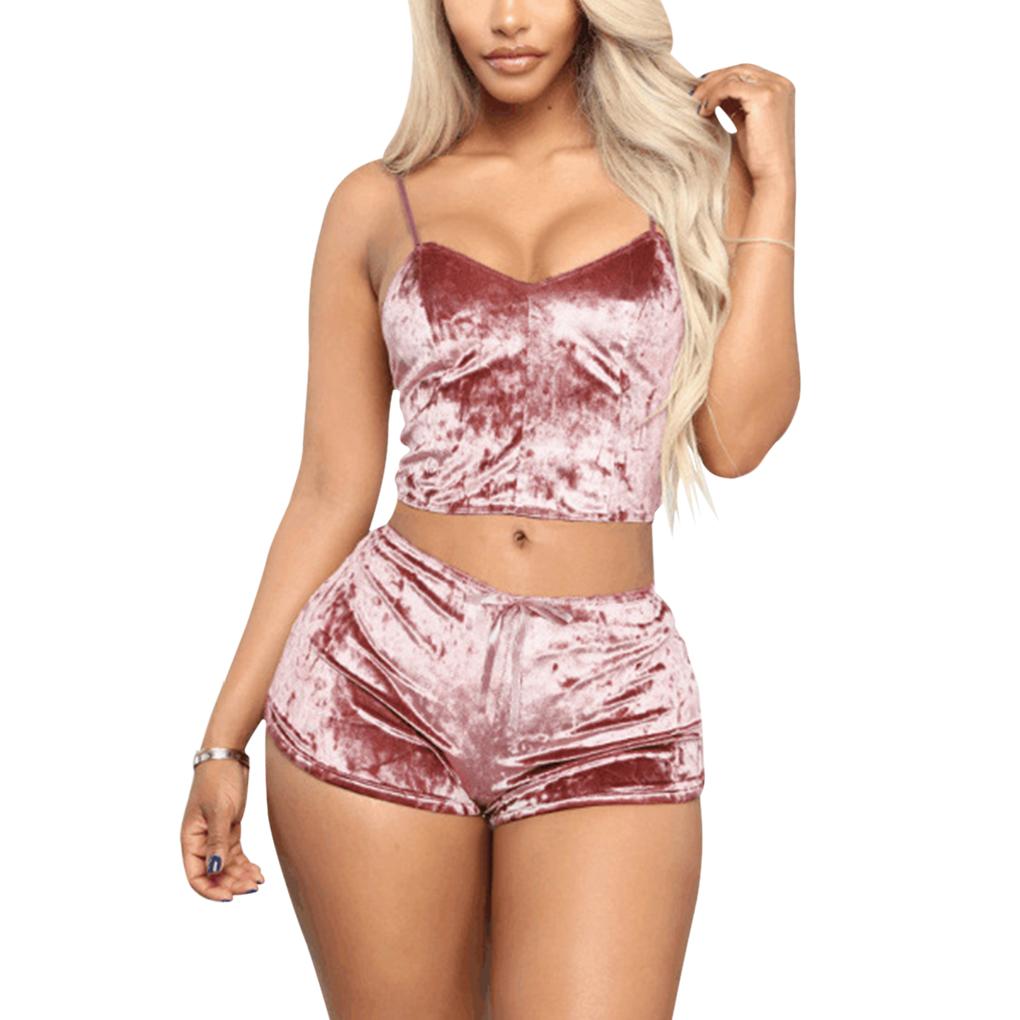 

Жіночий велюровий топ і шорти, комплект, одяг для сну, нижня білизна, подарунок xxxl