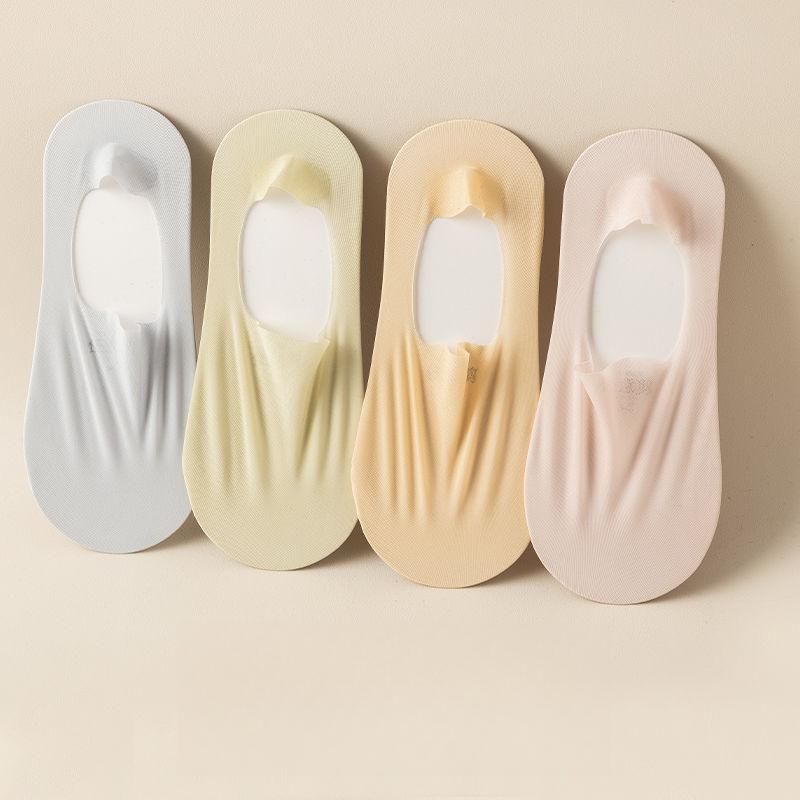 2 Pairs Silicone Anti-slip Invisible No Show Socks Summer Ultra-thin Breathable Sock Slippers Ice Silk Low Cut Boat Socks