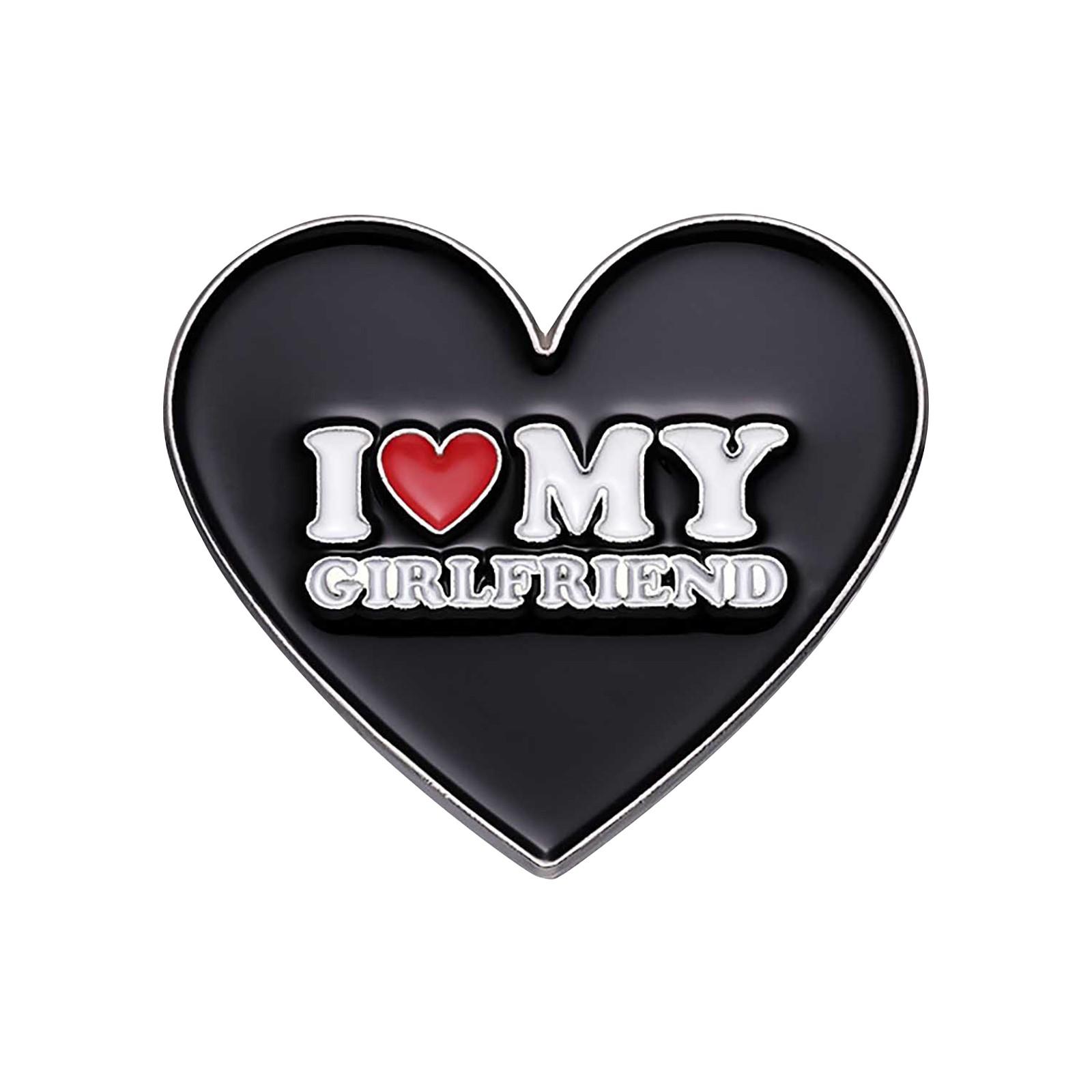 

Черная брошь с эмалью в виде сердца, «Я люблю своего парня, я люблю свою девушку», черная брошь с эмалью в виде сердца, значок на лацкан, подарок для пары One Size