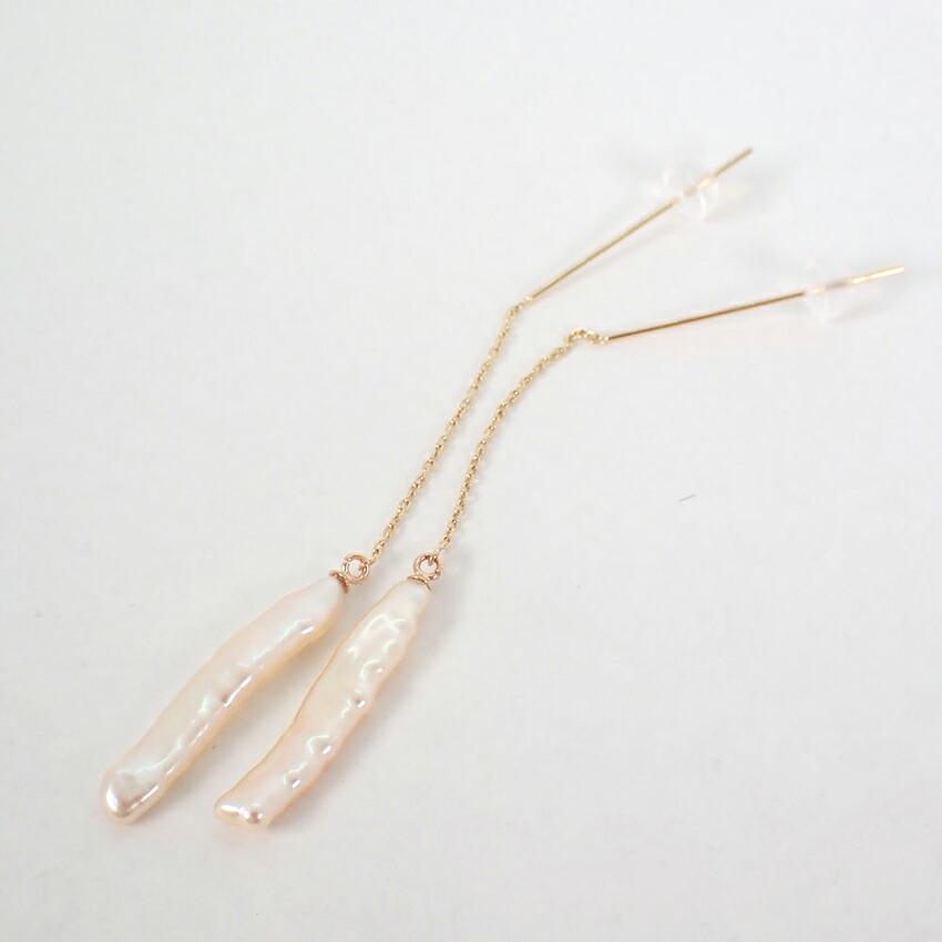 [New] K10 Freshwater Pearl/Long Chain Earrings/j33-2
