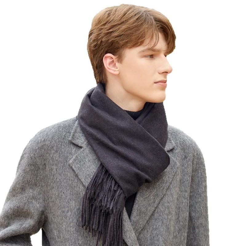 Wool Scarf Men's Autumn and Winter Cashmere Scarf Women's Winter High End Versatile New Solid Color Men's Scarf