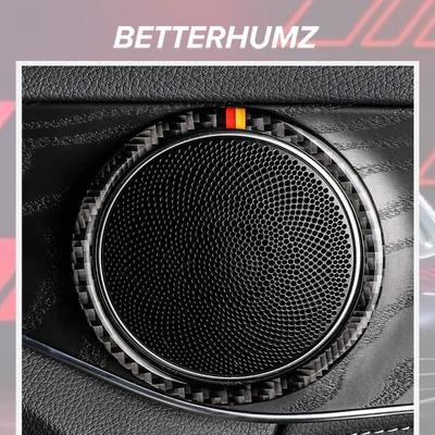 For Mercedes Benz W205 C Class 2017- Carbon Fiber Door Audio Speaker Ring Panel Trim Sticker Car Interior Tuning Accessories