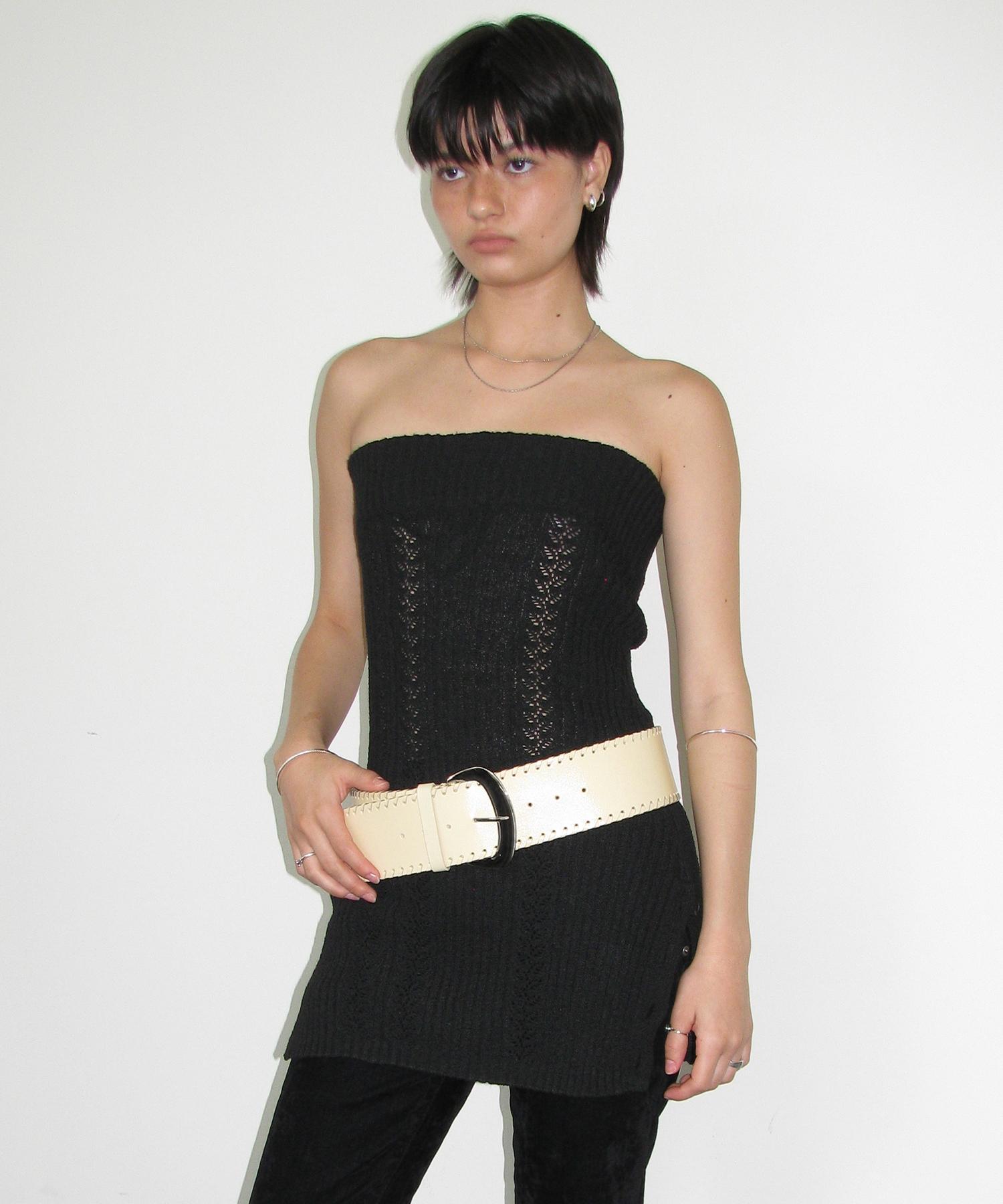 Milo Woman Button Long Knit Top [Black] Beige/Free