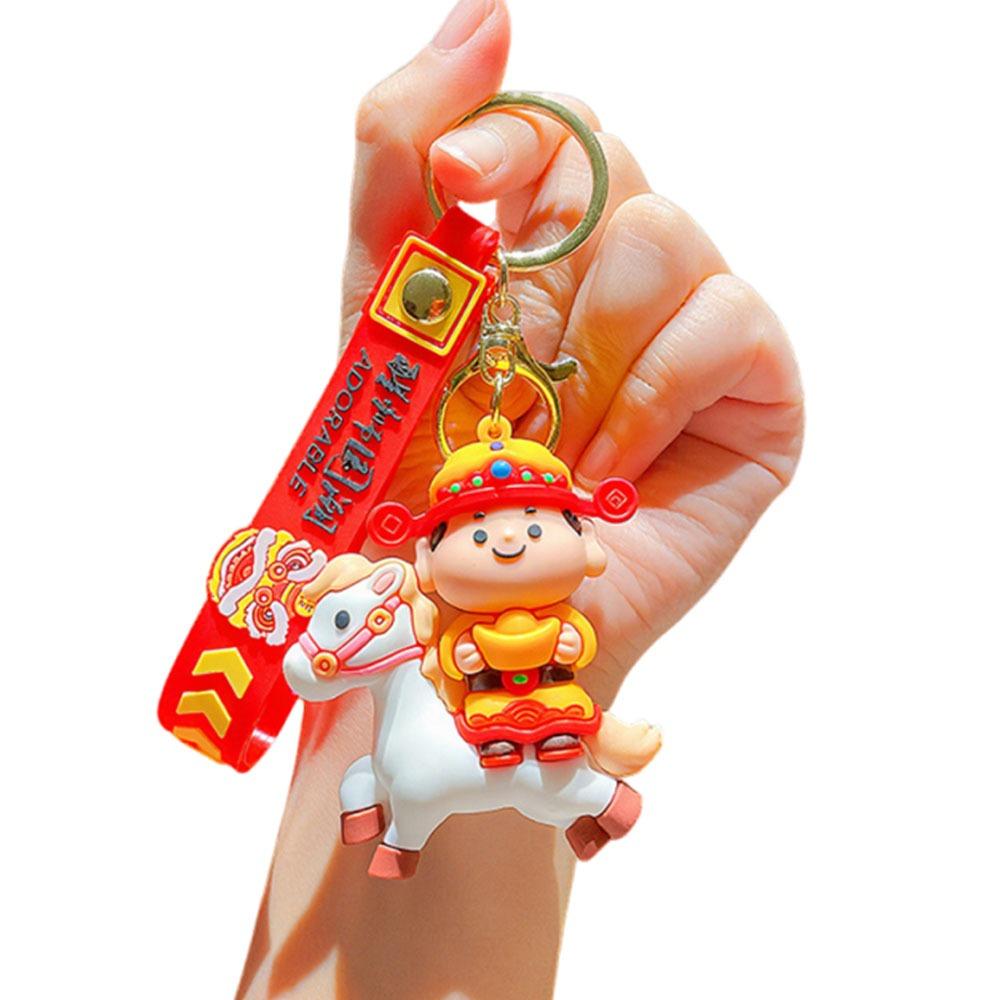 Little God of Wealth Horse Year Keychain Chinese Style New Year Keyring Girls' Schoolbag Pendant