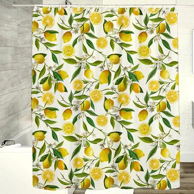 Gardenia Water-Repellent Shower Curtain Set with No-Drill Telescopic Rod & Roller Balls