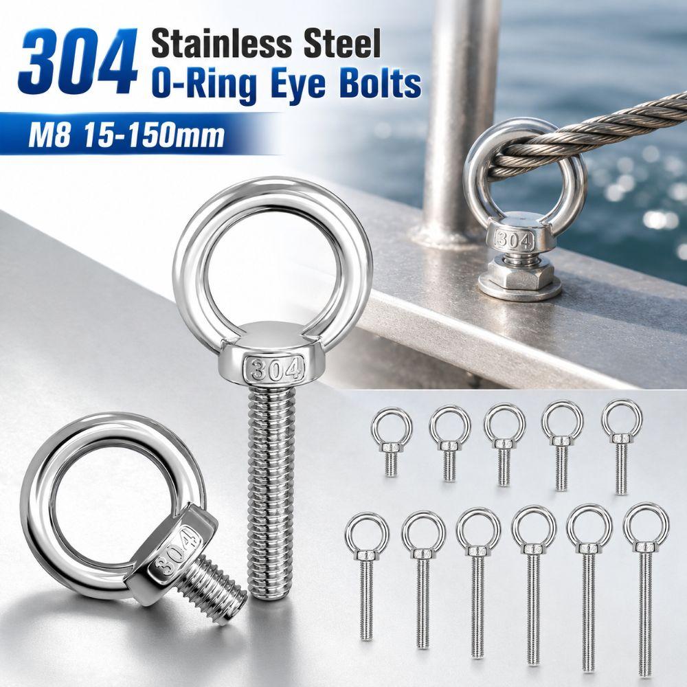 Heavy-Duty O-Ring Extended Bolts 304 Stainless Steel Lifting Bolts Eyelets Lifting, Marine, Etc.