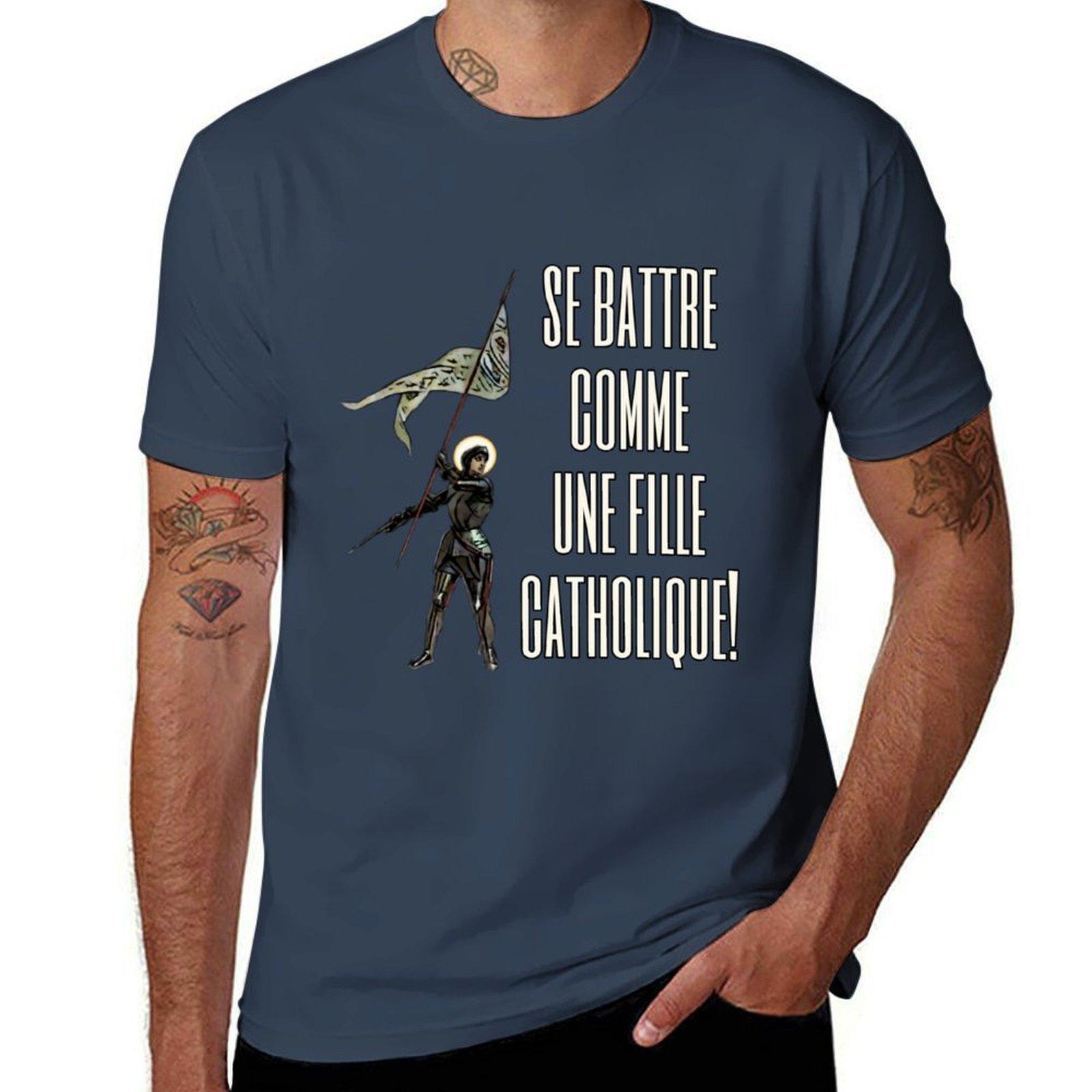 Joan of Arc Fight Like a Catholic Girl Tshirt Sports Casual Short Sleeve Cotton Tee S