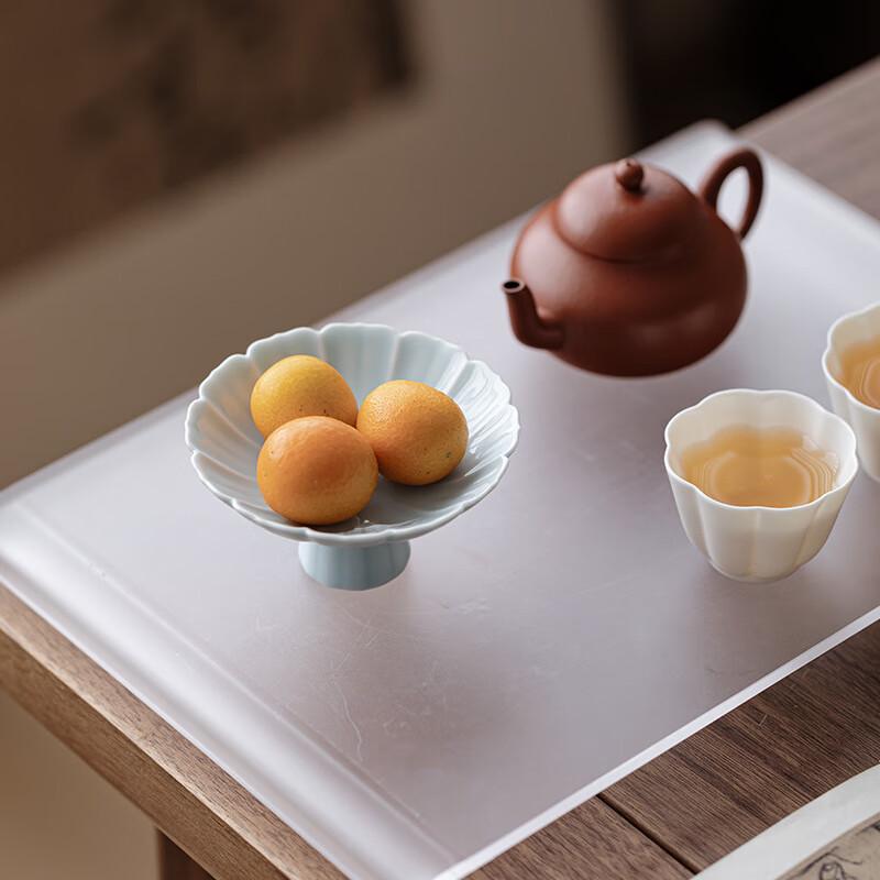 Zhishi Chinese Retro Ceramic High-Footed Snack Plate