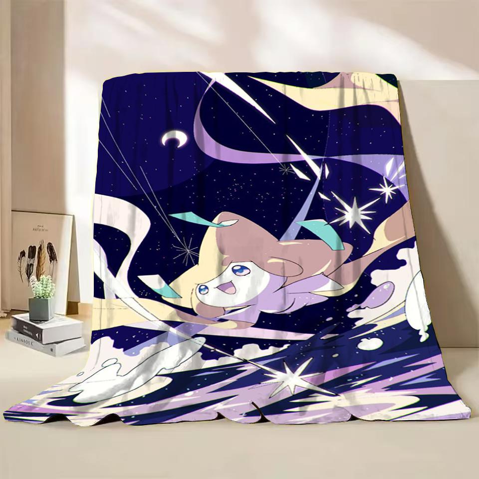 Pokemon Jirachi Cartoon Flannel Fluffy Blanket for Home Bedroom Bed Sofa Office Children Cover Adult Soft Blanket Baby Cute Gift
