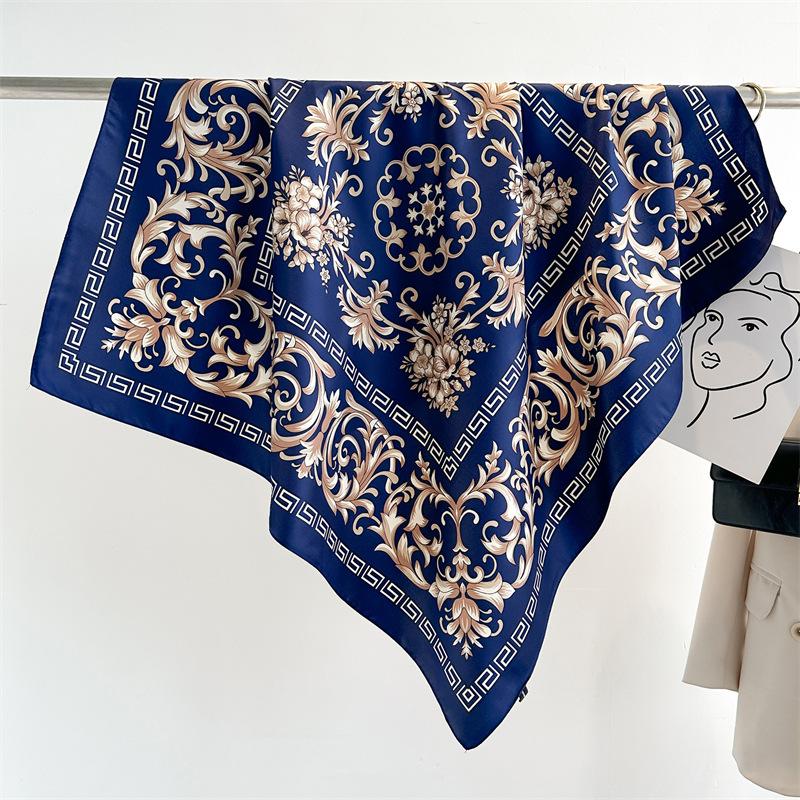 Ethnic Style Print 90 Square Scarf Summer Woman Headband Muslim Hijab Shawls Ladies Simple Bandana Retro Islamic Turban