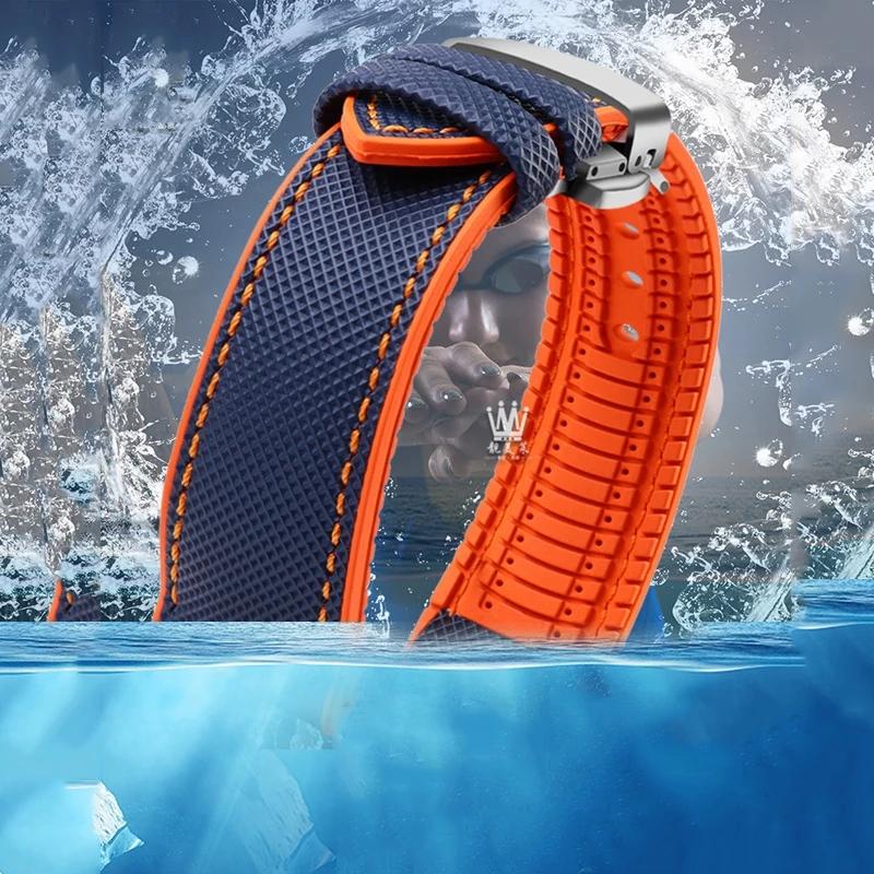 Nylon Silicone Bottom Watch Band Strap for Seiko PROSPEX Series Canvas Rubber Waterproof Outdoor Sports Watchband 20mm 21mm 22mm