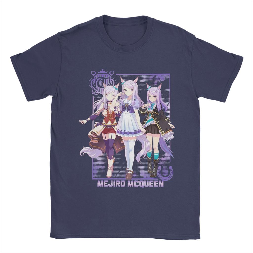 Mejiro McQueen Uma Musume Anime T-Shirts for Men  Vintage Pure Cotton Tees O Neck Short Sleeve T Shirts Graphic Tops