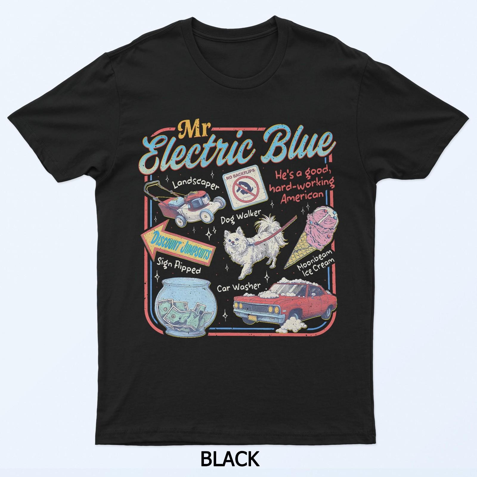 Mr Blue Electric Funny American Boone Heart Women Men T-Shirt L