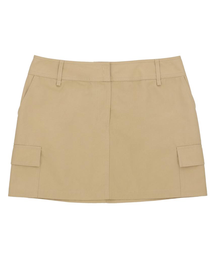 Deliscent Two-Pocket Low Mini Skirt [Beige]
