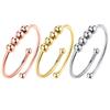 Adjustable Anxiety Worry Ring with Beads Stainless Steel Band Statement Rings