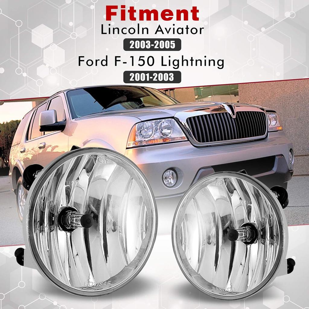 AUTOWIKI Fog Lights For 2001-2004 Ford F-150 Lightning, 2003-2005 Lincoln Aviator OEM Replacement Fog Lamps With Clear Lens 2PCS