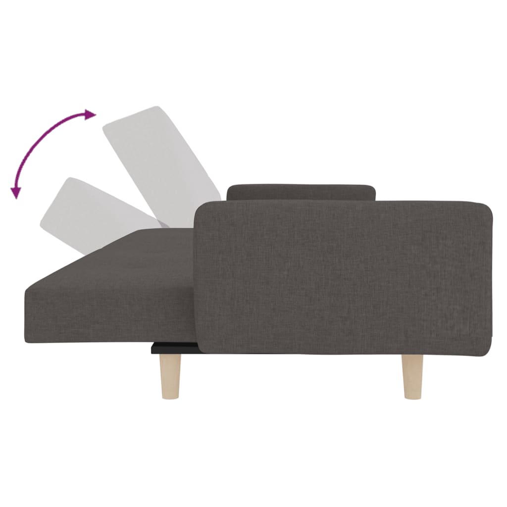 2 Seater Sofa Bed with 2 Pillows Dark Grey Fabric