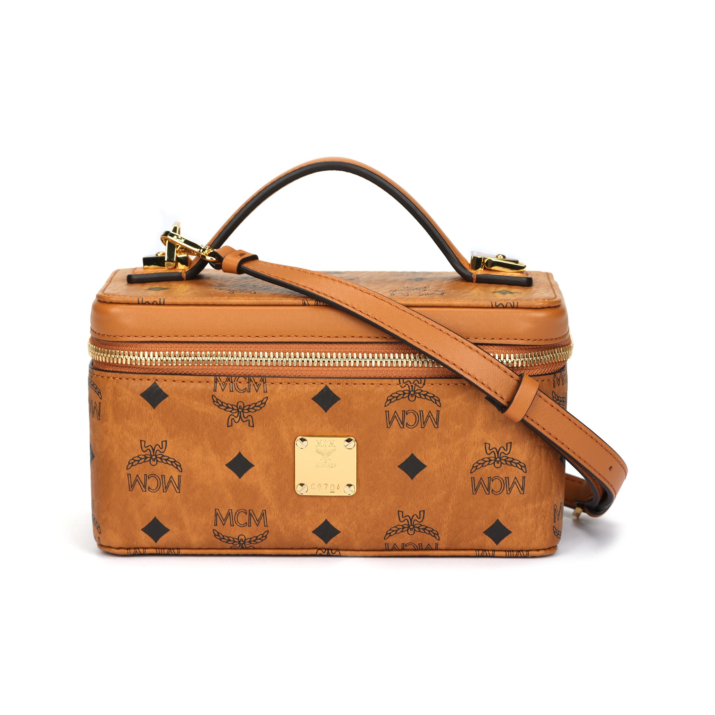

MCM Aren Visetos Cosmetic Case Cognac Monogram with Top Handle Crossbody Bag for Daily & Travel Use Basic Set (Bag+Dust Bag)
