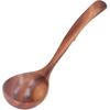 Wooden Soup Ladle, Acacia Wood Soup Spoon with Back Hooks Long Handle Porridge Spoon Kitchen Utensil for Cooking, Serving and Stirring (9.5inch)