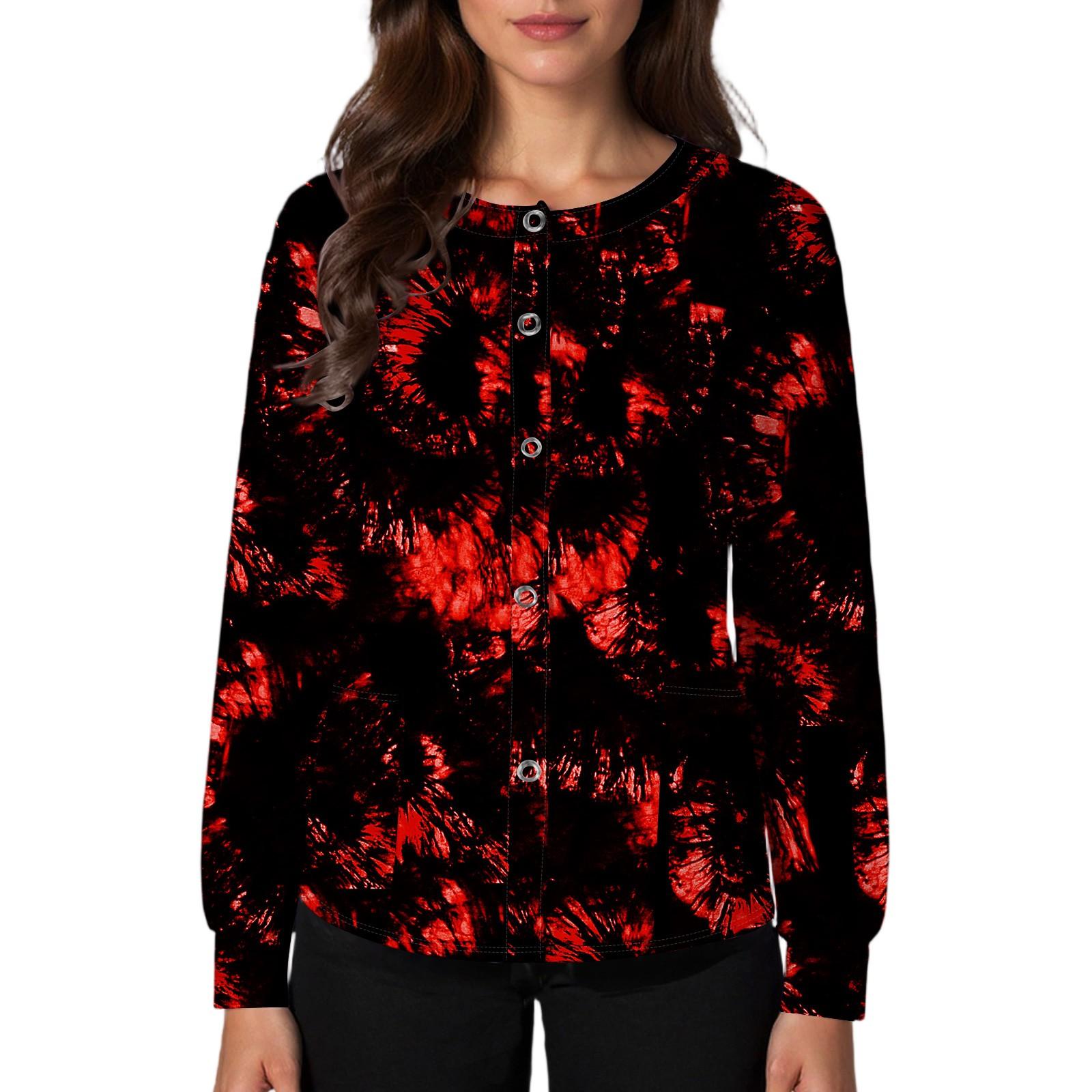 

Women s Casual Fashion Single Breasted Halloween Graphic Printed Nurses Tops L красный