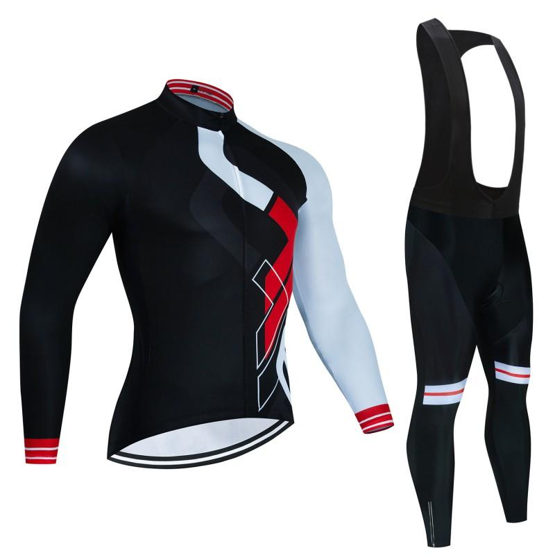 Mens Cycling Jersey Set Long Sleeve Mountain Road Bike Apparel Breathable Quick Dry