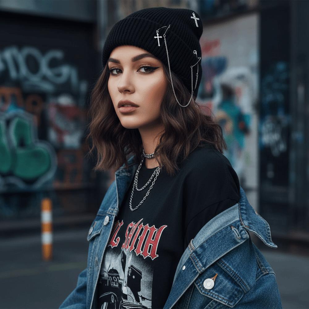 Subculture Headwear Y2K Cat Ear Hat Handmade Pullover Hat Punk Beanie Hat  Female Teens