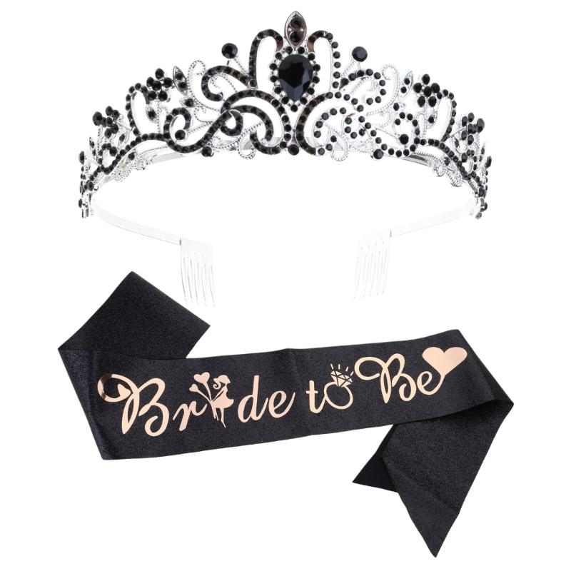 Hen Party Bride To Be Headband Crown Sash Accessory for Bride Hen Night Bachelorette Party Decorations Gift