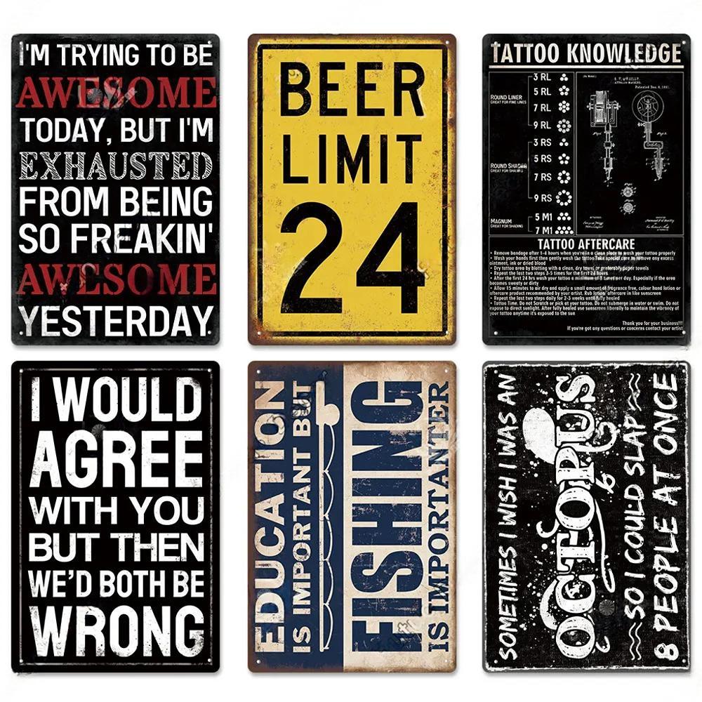 Funny Sarcastic Vintage Metal Posters Tin Signs Decor Retro Plaque Metal Plate Home Wall Art Decor for Bar