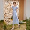 Bailuyu Women's Retro Puff Sleeve Long Dress