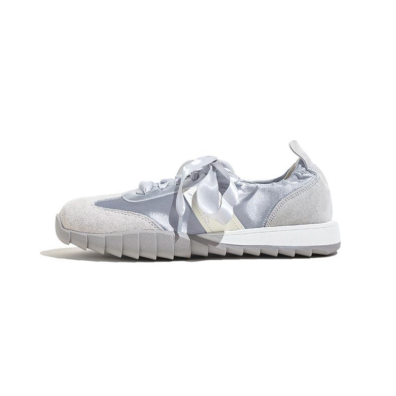 Grape Mom Studiolee Ballet Soft Sole Splicing Satin Versatile Sports Forrest Gump Casual Shoes Little White Shoes