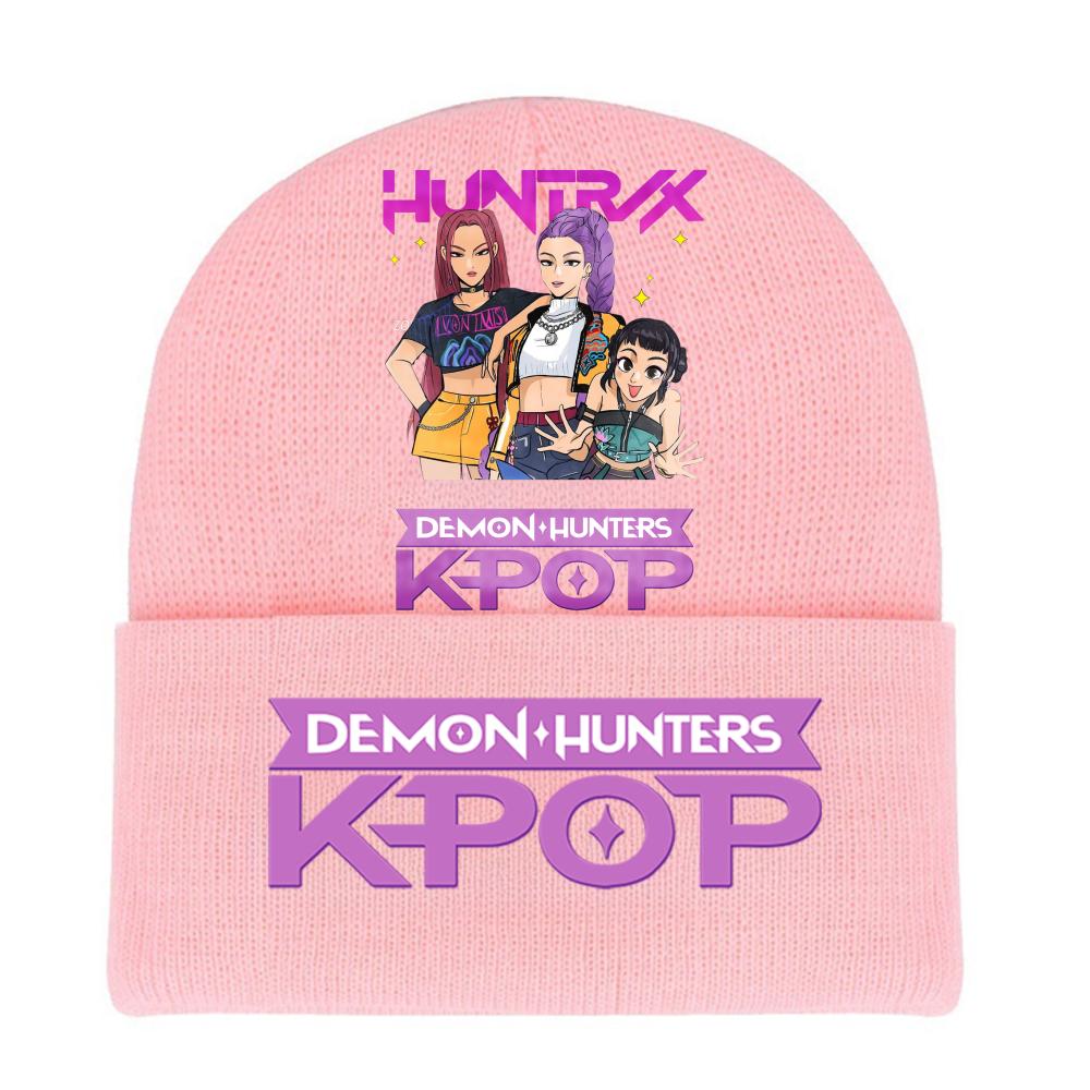 Kpop Demon Hunters HUNTRIX SAJABOYS Letter Printed Rolled-edge Woolen Knitted Cap Thickened Cold Season Adult Hat Fans Birth Date Present