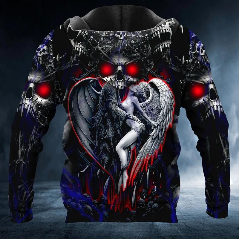 Men's Skull Graphic Prints Hoodie Hoodies Sweatshirt Streetwear Designer Long Sleeve Hooded Daily Sports 1 2 Print Spring & Fall Designer