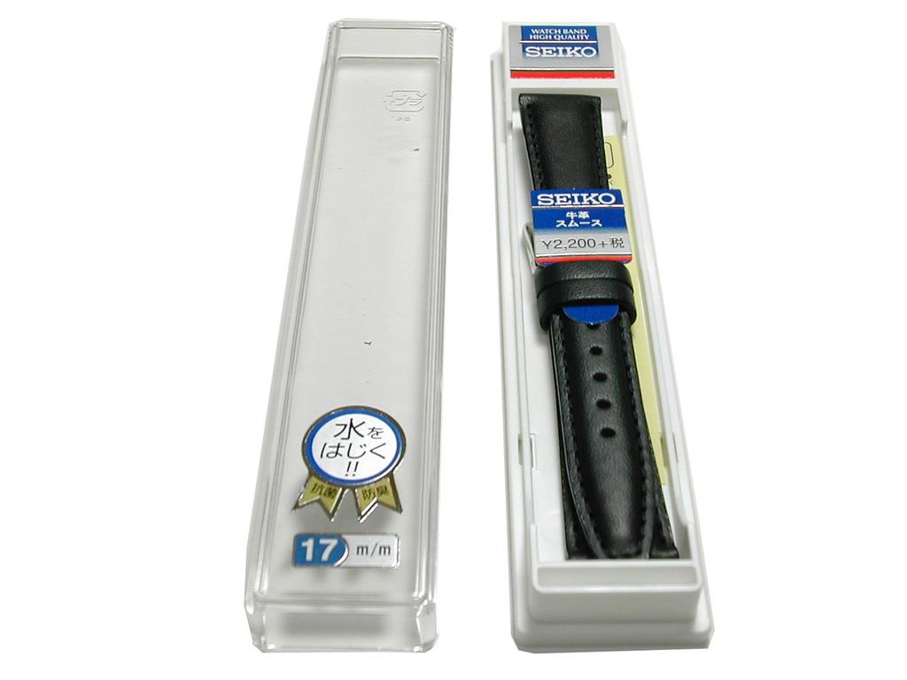 [SEIKO] SEIKO Watch Band 17mm DXH2A Smooth Cowhide Black Men's