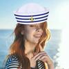 Sailors Ship Captain Hat Blue&White Stripe Hat Adult Teens Navy Cosplay Hat