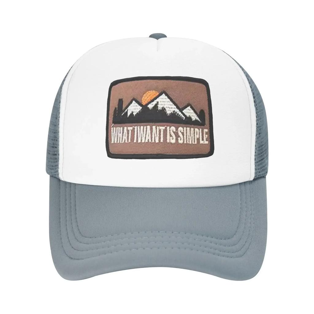 Druck Sonnenuntergang Berg Was ich will ist einfach Mädchen Individuell Netz Baseballkappen Damen Frühling Männlich Strand Papa Hut Snapback Kappe