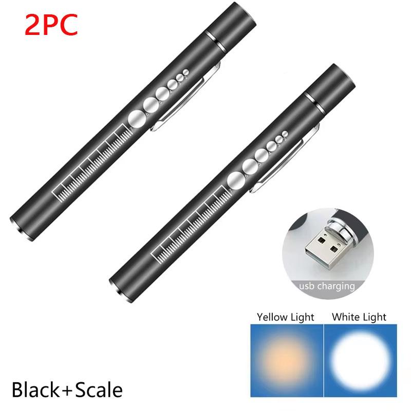 Mini Portable Penlight LED Flashlight Oral Pupil Medical Handy USB Rechargeable Stainless Steel Torch Light Outdoor Fishing Tool