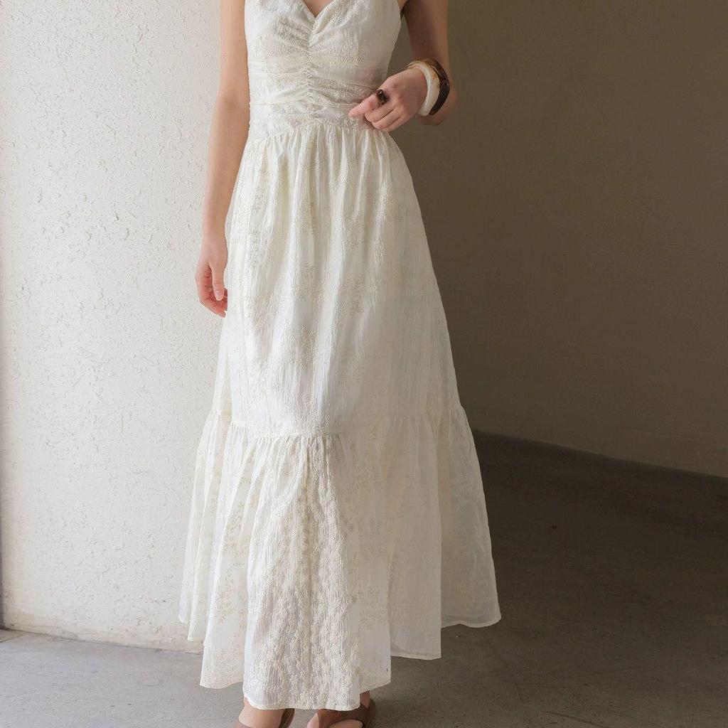 Off-White Spaghetti Strap A-Line Dress - Slim Fit, Summer 2026 Collection
