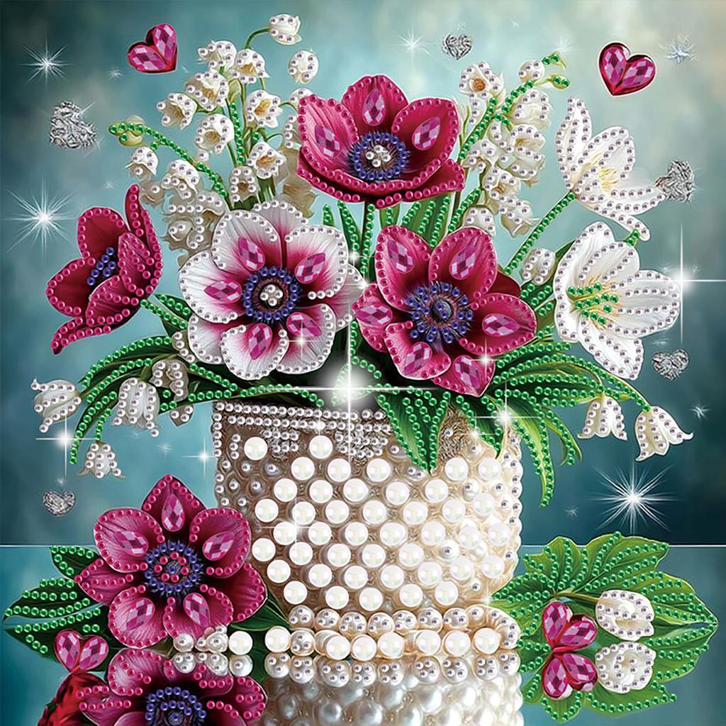 Flowers Special Shaped 5D DIY Partial Drill Diamond Painting Kits for Adults Home Wall Decor Diamond Art Kit 30x30cm