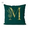 1Pc Green Pillow Cover 45*45cm Gold Letters Throw Pillow Cushion Cover Car Home Decoration Sofa Cushion Covers Pillowcase