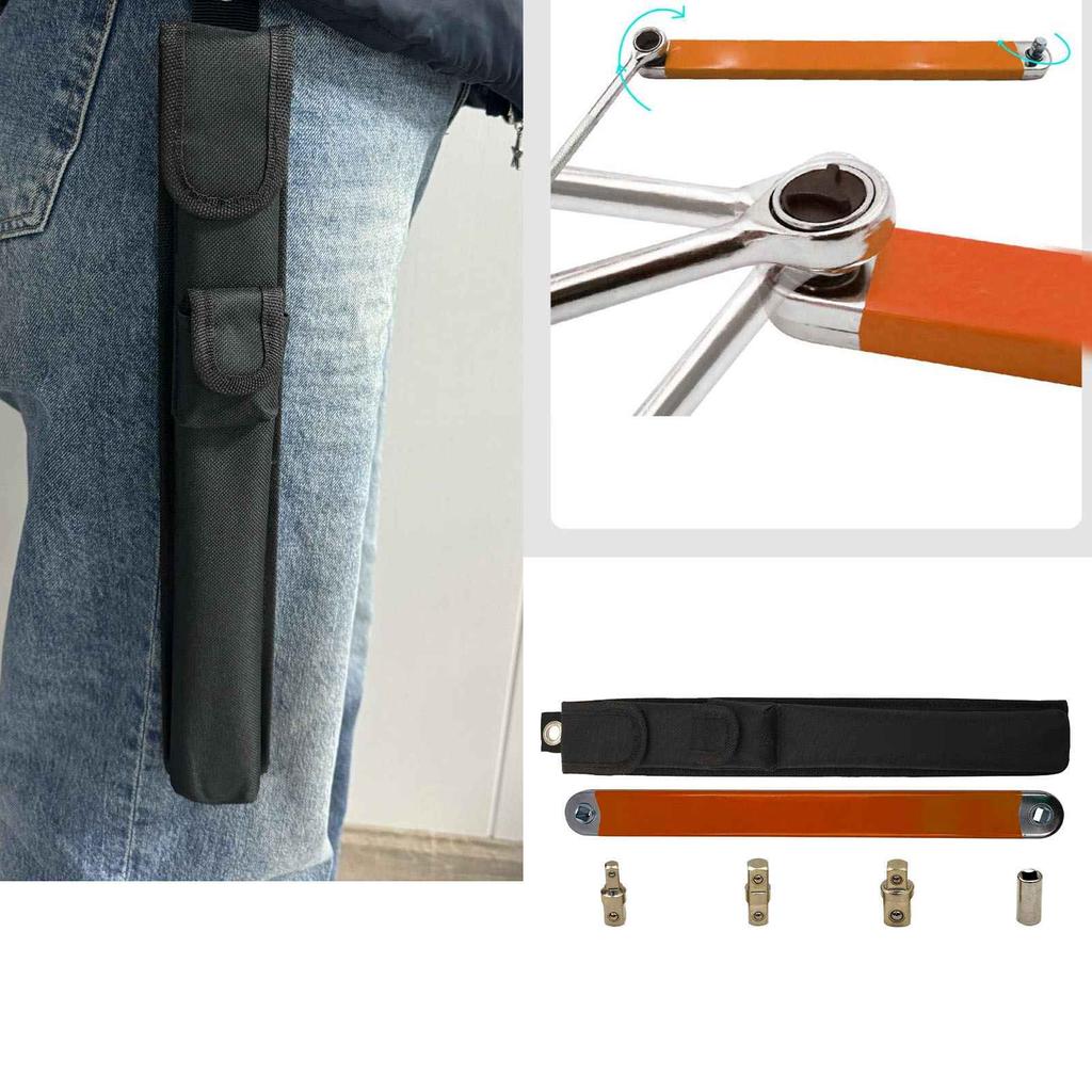 Offset Extension Wrench Set 3 8 Multifunctional Ratchet Long Universal High Carbon Steel Orange
