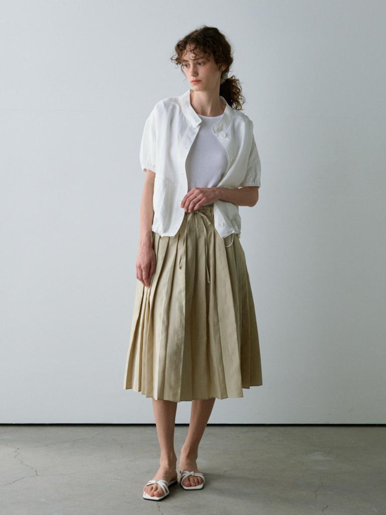 NOEUD String Pleats Skirt (Beige)