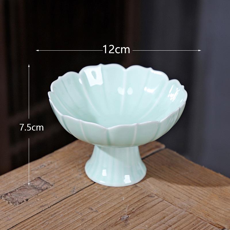 Ceramic High-Foot Snack and Dim Sum Plate for Tea or Fruit