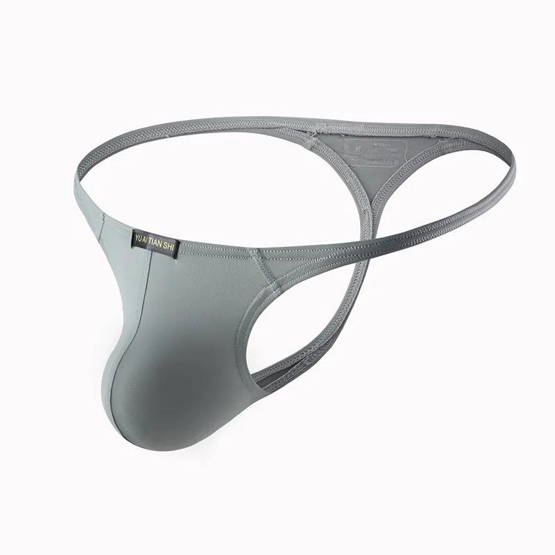 T-Back Thongs Men Sexy Bulge Pouch Underpants Bikini Trunks Mini Panties Male Breathable Knickers Soft Lingerie Man Underwear