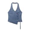 Kaslead New Arrival Women's Clothing Fashion Style Fashion Denim Hanging Collar Double Breasted Tops 5520041 400