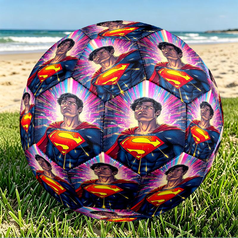 Superman Print Size 5 Soccer Ball, PU Wear Resistant Football for Match Training and Daily Practice, Birthday Gift for Soccer Fans